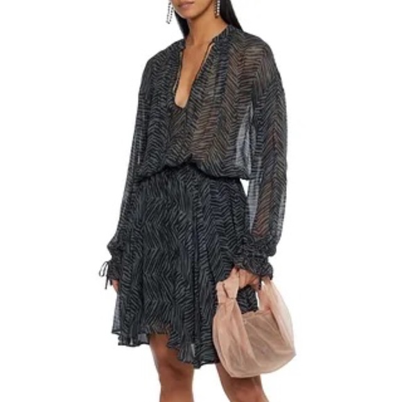 Elliana asymmetric zebra-print silk-georgette mini dress from ANINE BING